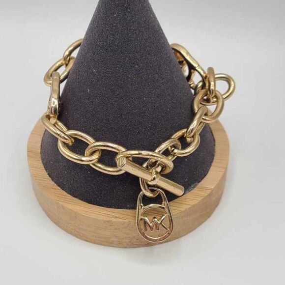 Michael Kors Logo Gold Tone Toggle Bracelet - Picture 2 of 5